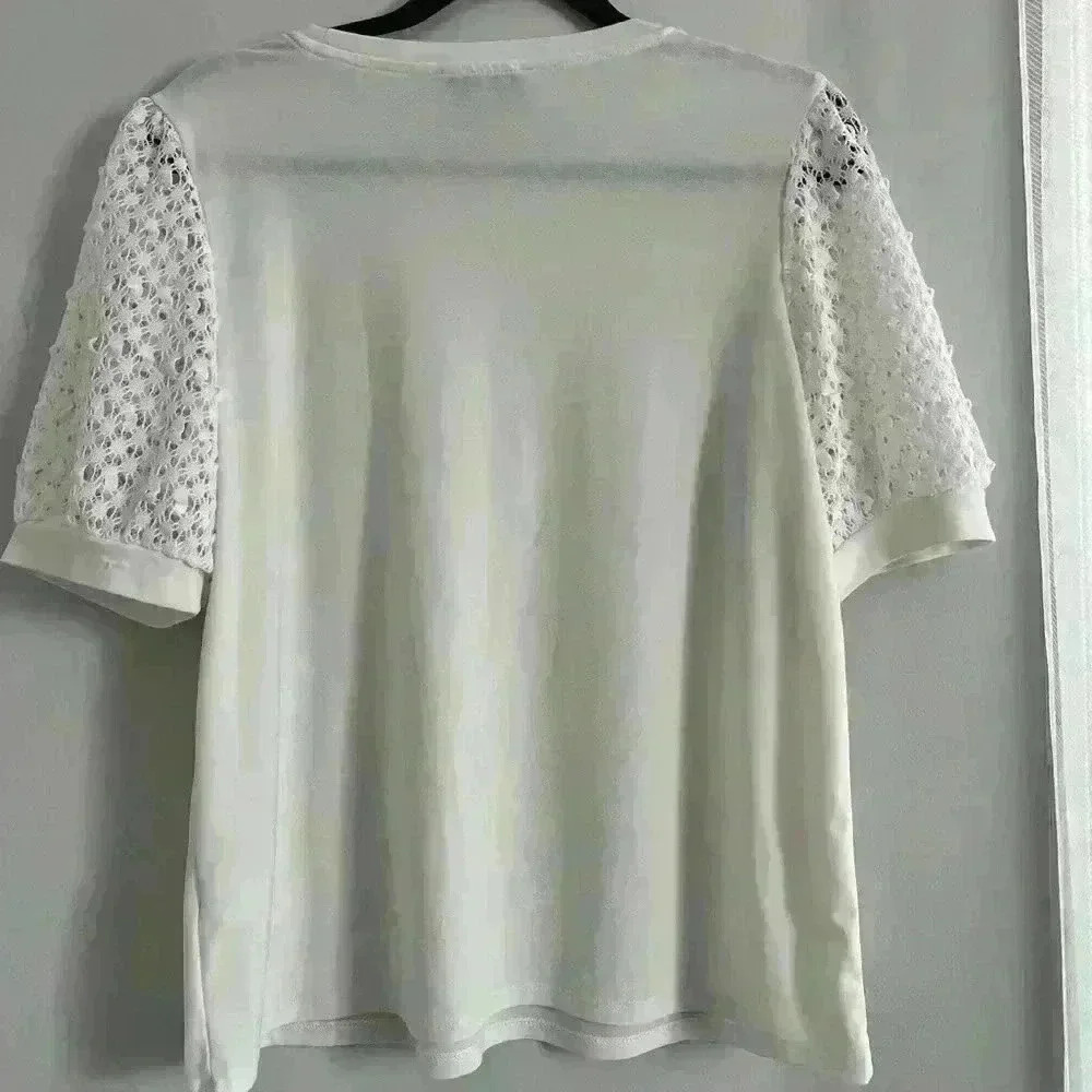 Cece white eyelet detail sleeve top - Picture 3 of 4